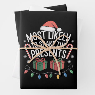 Most Likely To Shake The Presents Family Christmas Wrapping Paper Sheet