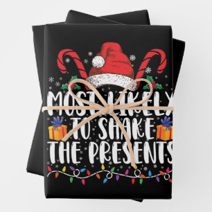 Most Likely To Shake The Presents Squad Family Wrapping Paper Sheet