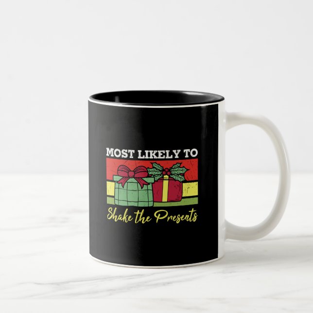 Most Likely To Shake The Presents Two-Tone Coffee Mug (Right)