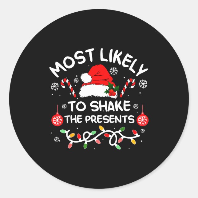 Most Likely To Shake The Xmas Family Matching 2025 Classic Round Sticker (Front)