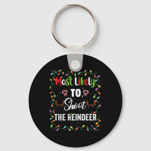 Most Likely To Shoot Reindeer Family Matching Pjs Key Ring