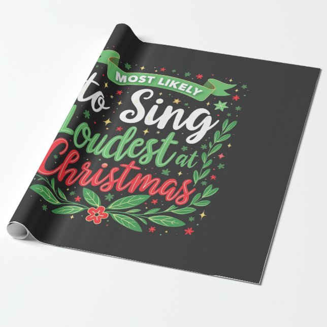 Most Likely to Sing Loudest at Christmas Wrapping Paper (Unrolled)