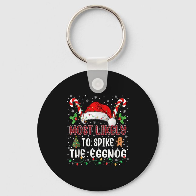 Most Likely To Ske The Eggnog Family Christmas Mat Key Ring (Front)