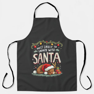 Most Likely to Snooze with Santa Sleepy Reindeer Apron