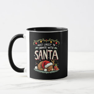 Most Likely to Snooze with Santa Sleepy Reindeer  Mug