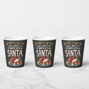 Most Likely to Snooze with Santa Sleepy Reindeer Paper Cups