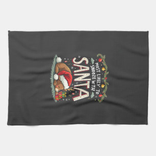 Most Likely to Snooze with Santa Sleepy Reindeer Tea Towel