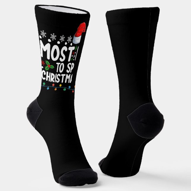 Most Likely To Spread Christmas Cheer Holiday Fami Socks (Angled)