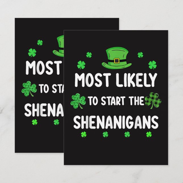 Most Likely to Start The Shenanigan Card (Front/Back)