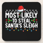 Most Likely To Steal Santa's Sleigh Christmas Coaster<br><div class="desc">Most Likely To Steal Santa's Sleigh Christmas</div>