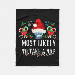 Most Likely To Take A Nap Family Matching Christma Fleece Blanket
