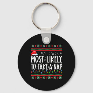 Most Likely To Take A Nap Family Matching Christma Key Ring