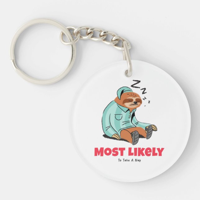 Most Likely To Take A Nap Key Ring (Front)