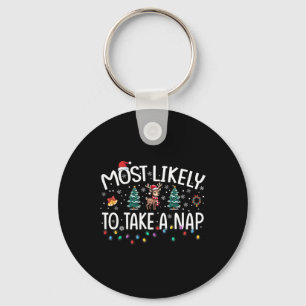 Most Likely To Take A Nap Matching Christmas  Key Ring