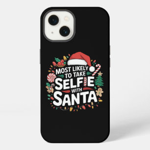 Most Likely To Take Selfie With Santa Family Xmas iPhone 13 Case