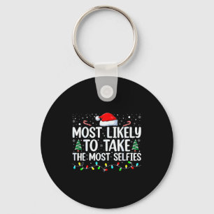Most Likely To Take The Most Selfies Christmas Tre Key Ring