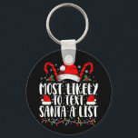 Most Likely To Text Santa A List Matching Christma Key Ring<br><div class="desc">Most Likely To Text Santa A List Matching Christmas</div>