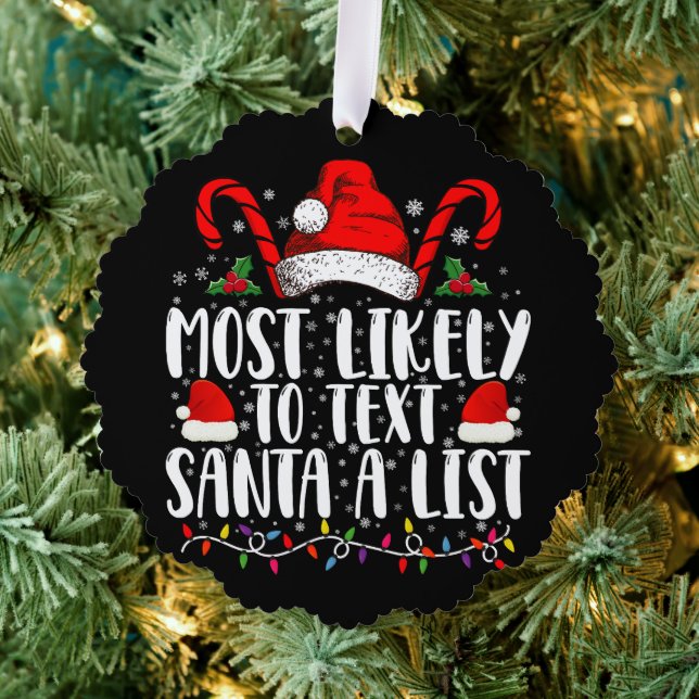 Most Likely To Text Santa A List Matching Christma Tree Decoration Card (Insitu (Tree))