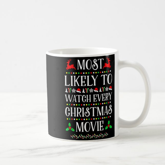 Most Likely To Watch Every Christmas Movie Christm Coffee Mug (Right)