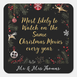 Most Likely to Watch the Same Christmas Movies Square Sticker