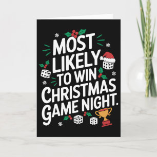 Most Likely To Win Family Christmas Game Night Par Card