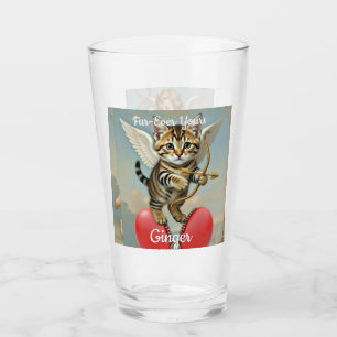 Most Loved Cat Mom, Heart Paw, Cat Cupid Glass