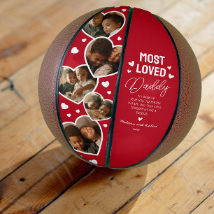 Most Loved Daddy Heart Photo Basketball Keepsake