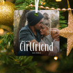 Most Loved GIRLFRIEND' Cute Photo Gift  Metal Tree Decoration<br><div class="desc">Let your girlfriend know how much she is loved with this; Cute Modern Custom Photo Girlfriend Christmas Ornament. Design features fun white typography that reads 'Most Loved GIRLFRIEND'. Simply upload your favourite picture and personalise the name of who its from. Text colour can be changed by using the 'customise further'...</div>