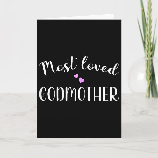 Most Loved Godmother Cute Hearts  Card (Front)