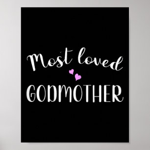 Most Loved Godmother Cute Hearts Poster