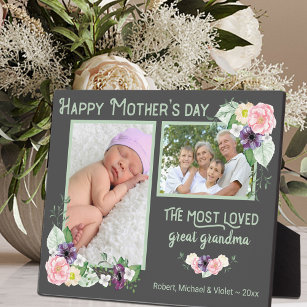 Most Loved Great Grandma - Floral Frame 2 Photo