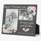Most Loved Great Grandma - Floral Frame B&W Photo