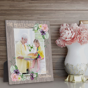 Most Loved Great Grandma Rustic Watercolor Floral Plaque