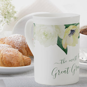 Most Loved Great Grandma Script Watercolor Flowers Bone China Mug