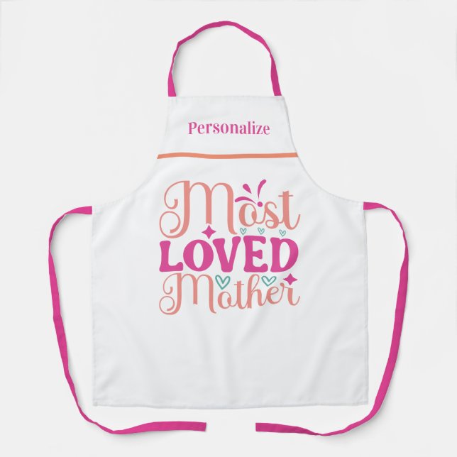 Most Loved Mother Gift for Mum Kitchen Apron (Front)