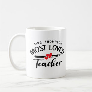 Most Loved Teacher Personalised Name School Coffee Mug