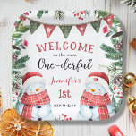 Most ONEderful | Snowman Christmas 1st Birthday Paper Plate<br><div class="desc">Make your little one's 1st birthday celebration 'Most ONEderful' with our Snowman Christmas 1st Birthday Paper Plates. Get ready to serve up some winter joy – order yours today and make a ONEderful birthday party!</div>