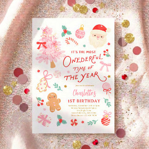 Most Onederful Time Of Year Christmas 1st Birthday Invitation