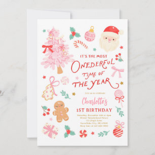 Most Onederful Time Of Year Christmas 1st Birthday Invitation