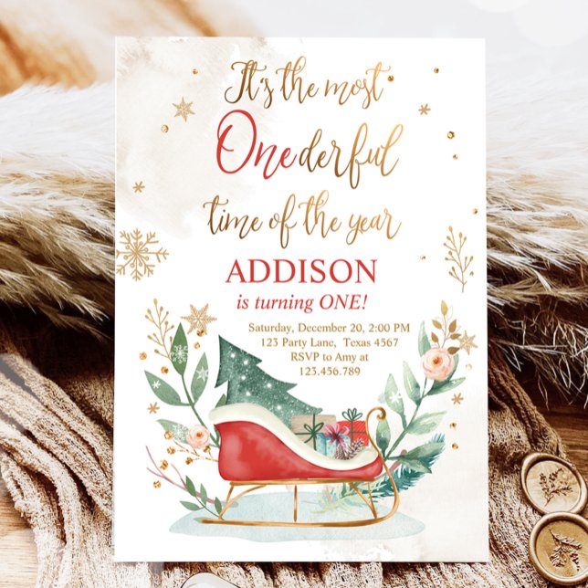 Most Onederful Time Winter Sleigh First Birthday Invitation (Creator Uploaded)