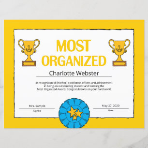 Most Organised Certificate of Achievement PDF