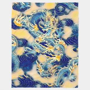 Most Popular Ancient Chinese Dragon Scroll Art Fleece Blanket
