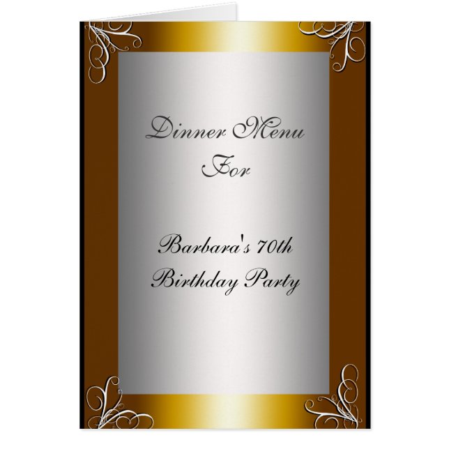 Most Popular Dinner Party Menu (Front)