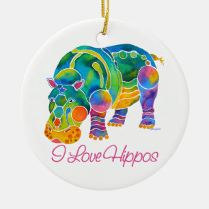 Most Popular I Love HIPPOS Ceramic Ornament