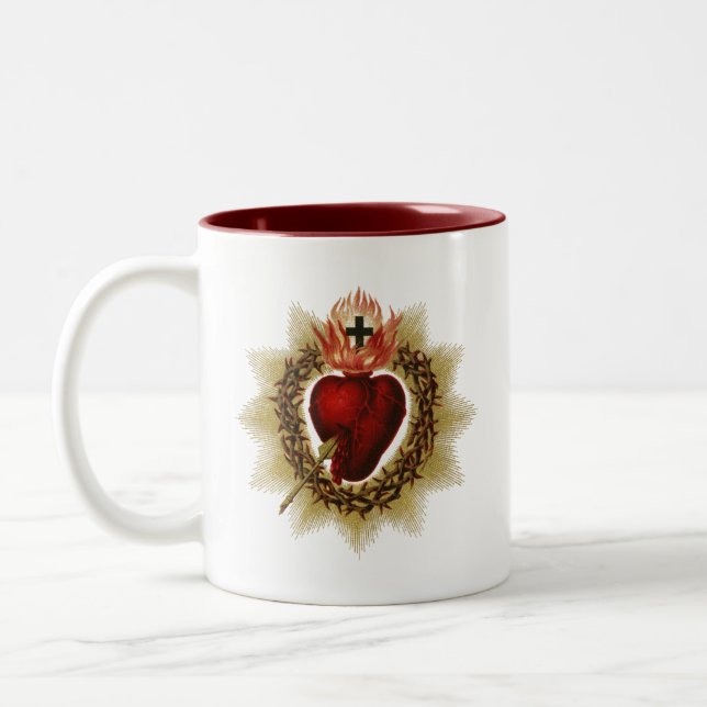 Most Sacred Heart of Jesus Two-Tone Coffee Mug (Left)