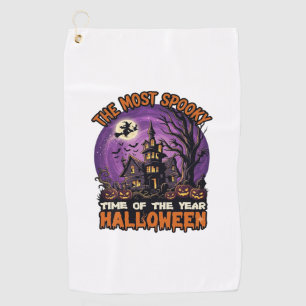 Most Spooky Halloween Haunted House Witch Pumpkins Golf Towel