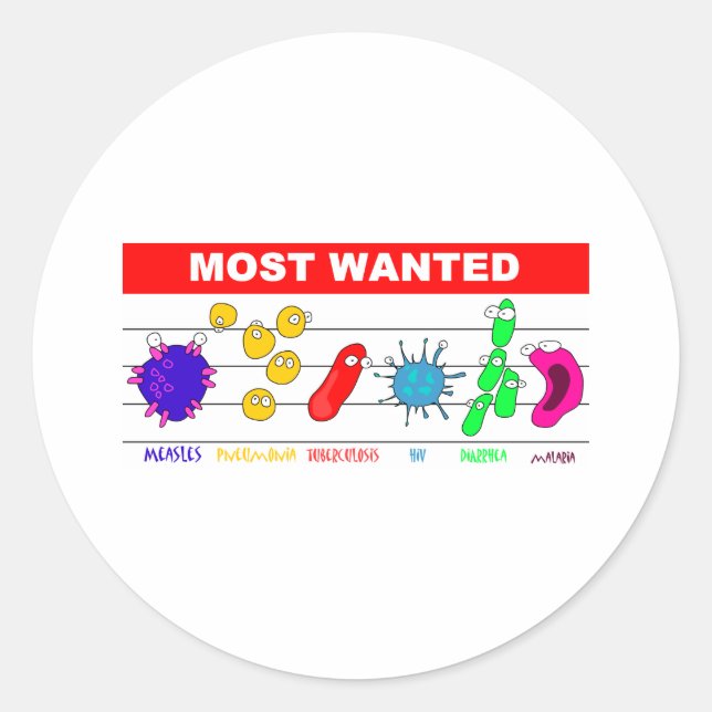 Most Wanted Classic Round Sticker (Front)