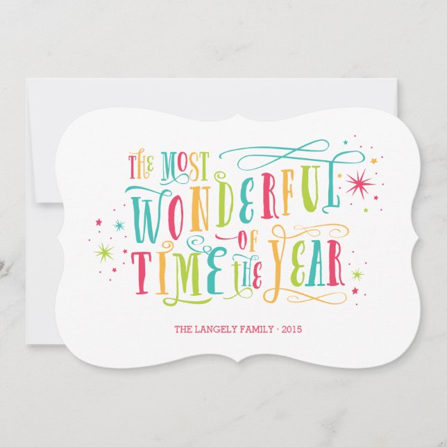 Most Wonderful Bright Colourful Holiday Card (Front)
