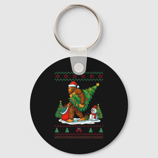 Most Wonderful Christmas Bigfoot Christmas Tree Li Key Ring (Front)