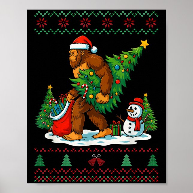 Most Wonderful Christmas Bigfoot Christmas Tree Li Poster (Front)
